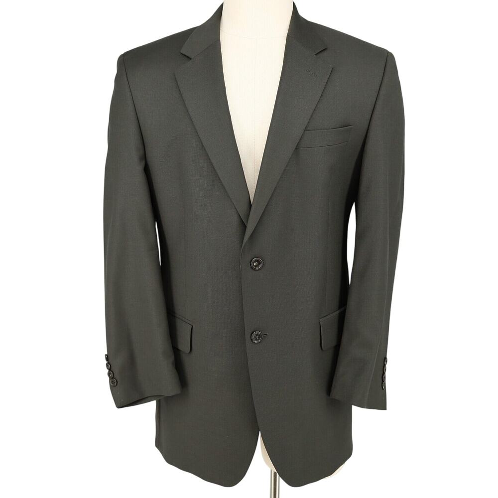 Jos A Bank Sport Coat Mens 43L Wool Brown Green Jacket Blazer Single Vent